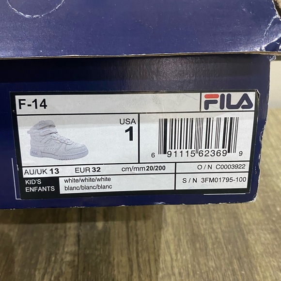 Fila Original Kids  F-14 Hi Top Sneakers NIB BRAND NEW  Sz USA 1 - Picture 11 of 11
